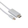 CORDON HDMI 4K/TYPE-C MÂLE/MÂLE BLANC PLUG METAL GRIS 1,8M