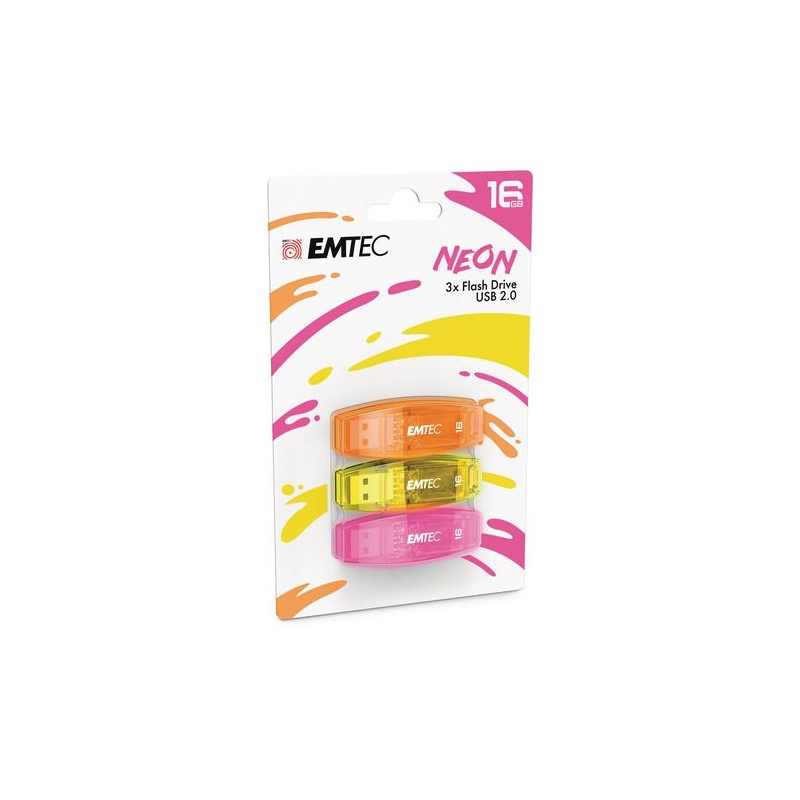 Clé USB EMTEC C410 Neon – Pack 3 x 16 Go