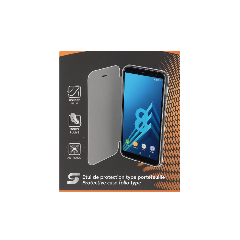 Etui portefeuille slim - ISIUM - Samsung A8 - Gris