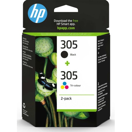 HP Cartouche d'encre 305 - Noir + 3 couleurs - 2pack