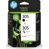 HP Cartouche d'encre 305 - Noir + 3 couleurs - 2pack