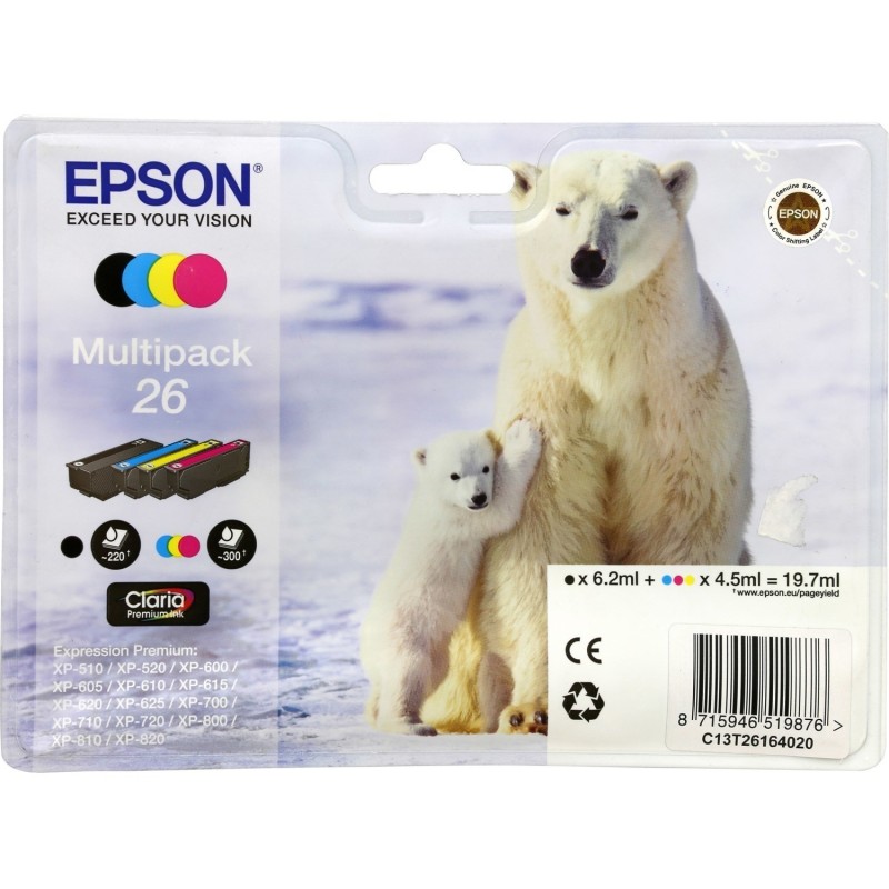 Pack de cartouches d'encre Ours Epson T1266 Noir + Couleurs