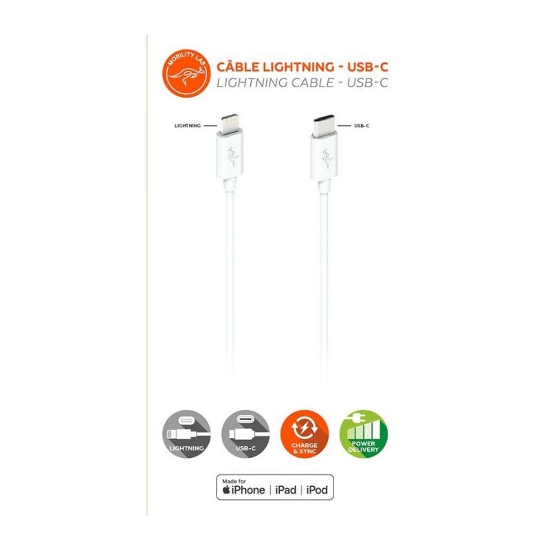CABLE USB C USB BLANC 1M MOBILITY LAB