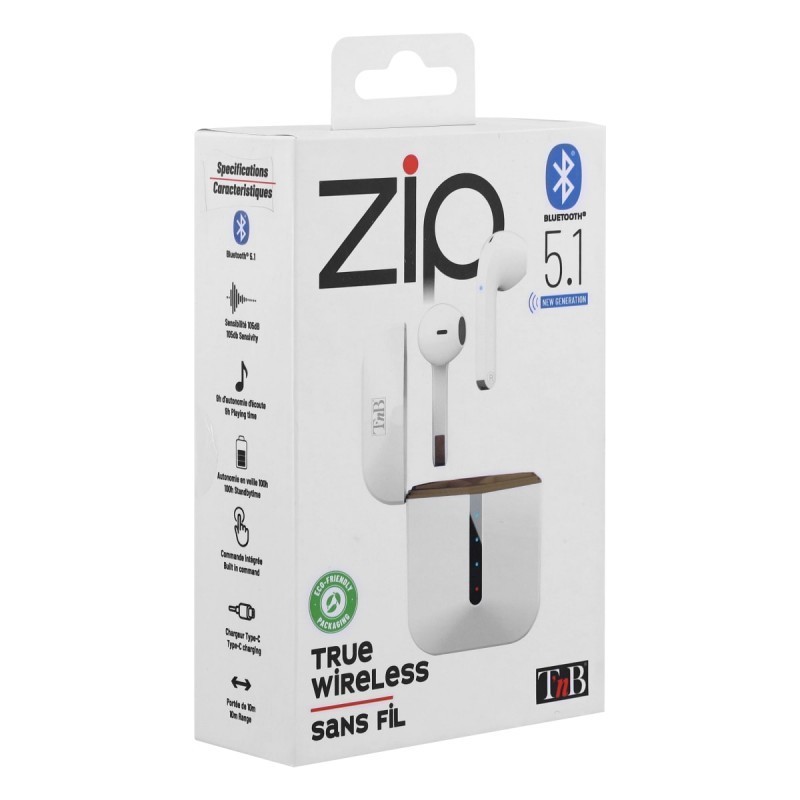 ECOUTEURS TWS ZIP BLANC - TnB