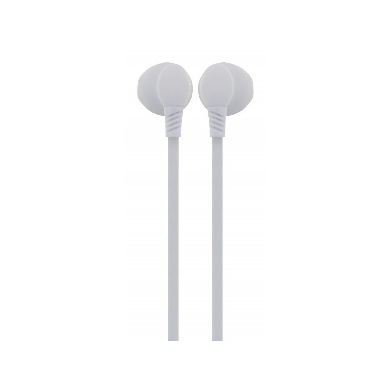 Ecouteurs filaire BigBen câble plat  - jack 3,5mm - micro - blanc