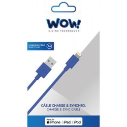 Câble USB A/Lightning 1m 2.4A Bleu WOW