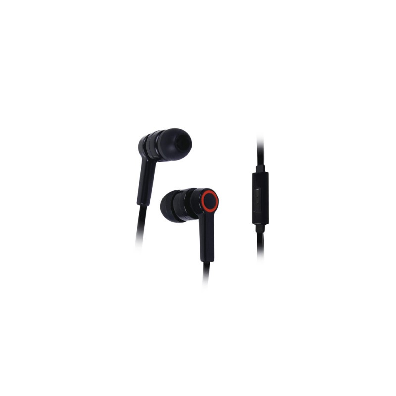 ECOUTEURS INTRA AURICULAIRES AVEC MICRO CABLE PLAT NOIR