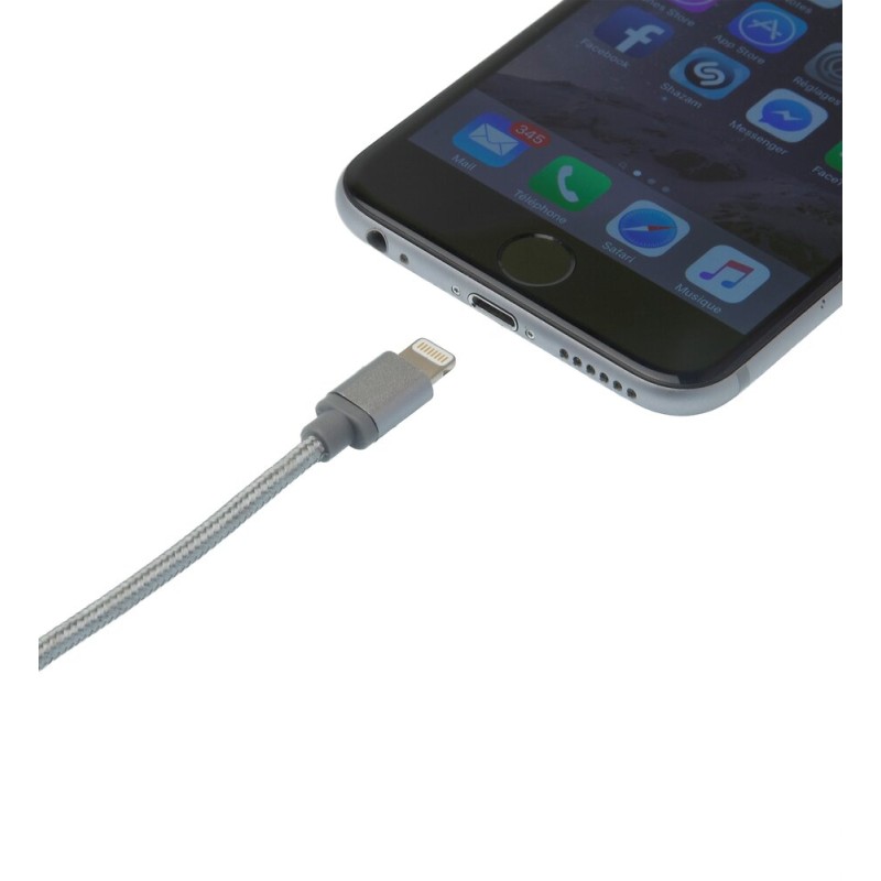 CABLE LIGHTNING MFI NYLON GRIS SIDERAL 1M