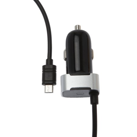 CHARGEUR ALLUME CIGARE MICRO USB INTEGRE / 2.4A 1M NOIR