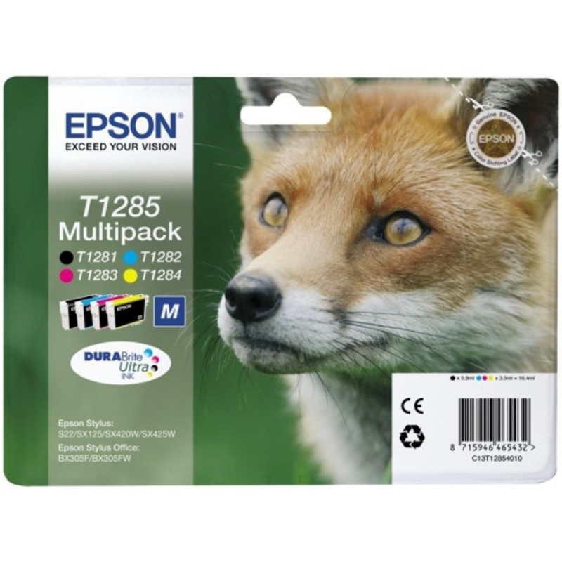Pack de cartouches d'encre Epson Multipack Renard T1285 Noir + Couleurs