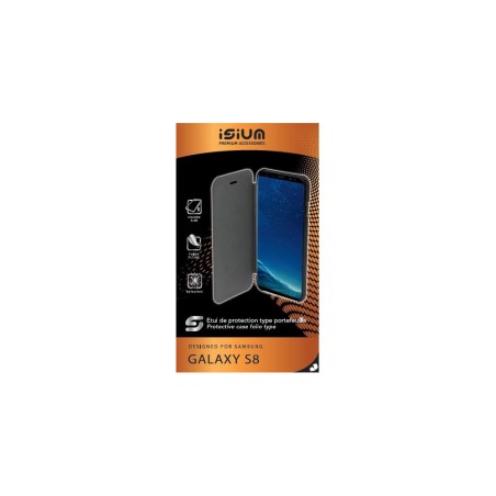 ETUI PORTEFEUILLE SLIM GRIS POUR SAMSUNG S8