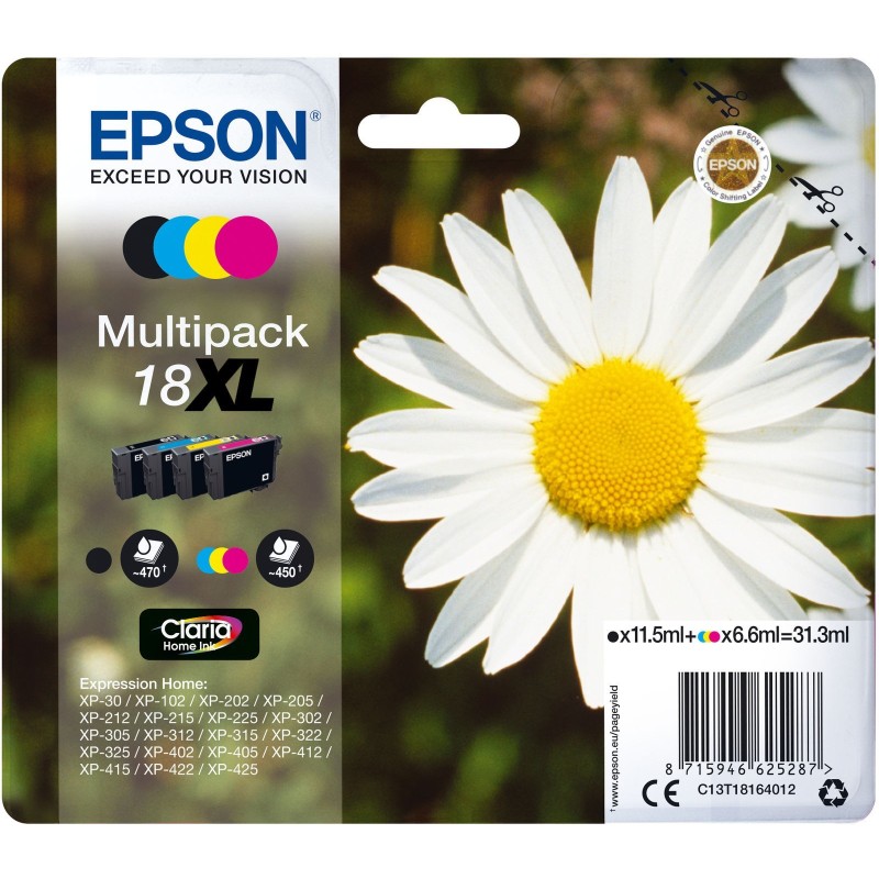 Pack de cartouches d'encre Paquerette Epson T1816 XL Noir + Couleurs