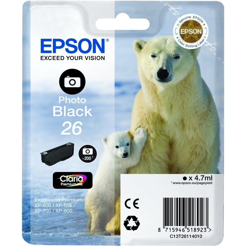 Cartouche d'encre Ours Epson T2611 Noir