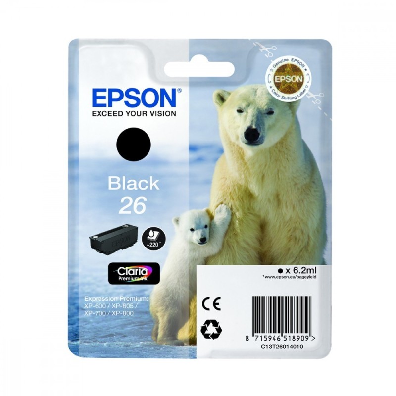 Cartouche d'encre Ours Epson T2601 Noir