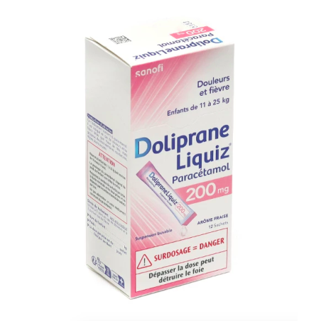 DOLIPRANE LIQUIZ 200MG SUSPENSION BUVABLE 12 SACHETS