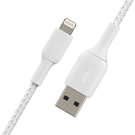 Câble USB A / Lightning - 1m - Tressé Blanc - Belkin