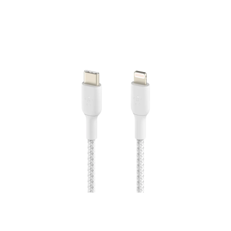Câble Lightning/USB-C 1m Enveloppé, Certifié MFi, Blanc - BELKIN