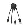 Câble 3 en 1 Octopus USB A/Micro USB, USB C, Lightning - 01m - Noir - XOOPAR