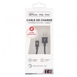 CABLE LIGHTNING NOIR 2M TRESSE