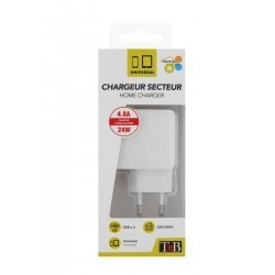 CHARGEUR SECTEUR  2 USB 4,8A TNB