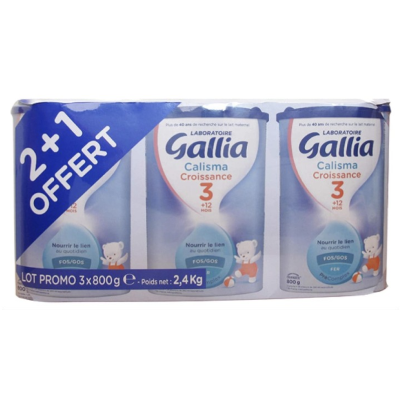 Gallia Calisma Lait de croissance 3ème âge - Lot de 3 x 800g