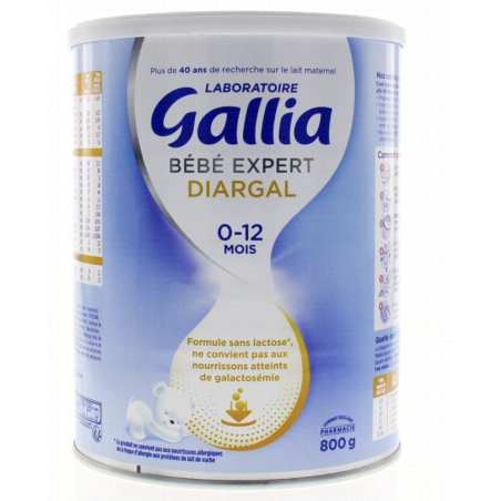 Gallia - Diargal Lait en Poudre Sans Lactose - De 0 à 12 mois, 800g