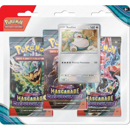 POKEMON : PACKS 3 BOOSTERS POKEMON MASCARADE CREPUSCULAIRE ECARLATE ET VIOLET 6
