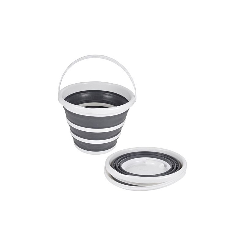 Seau en Silicone Rétractable 10L Blanc & Anthracite - Paris Prix