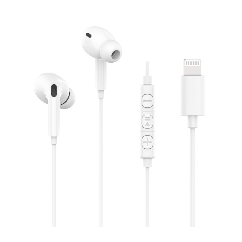 ECOUTEURS INTRA LIGHTNING PLASTIQUE RECYCLE BLANC