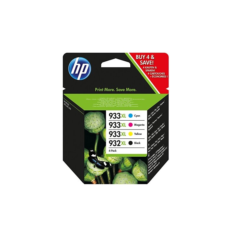 HP 932XL Black/933XL Cyan/Magenta/Yellow 4-pack Original Ink Cartridges cartouche d'encre 4 pièce(s) Rend