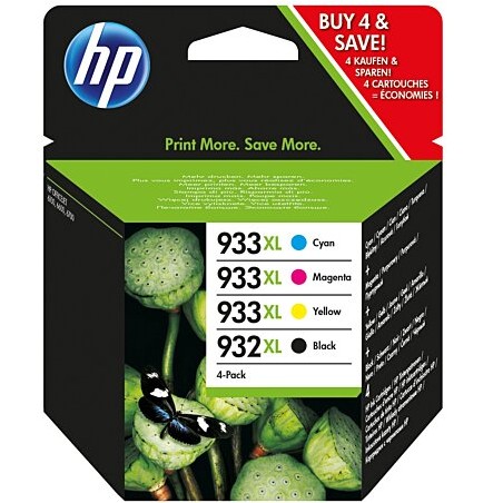 HP 932XL Black/933XL Cyan/Magenta/Yellow 4-pack Original Ink Cartridges cartouche d'encre 4 pièce(s) Rend