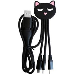 Câble de charge universel 3 en 1 Yello koko Andy 1 m Chat Noir