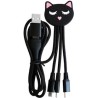 Câble de charge universel 3 en 1 Yello koko Andy 1 m Chat Noir