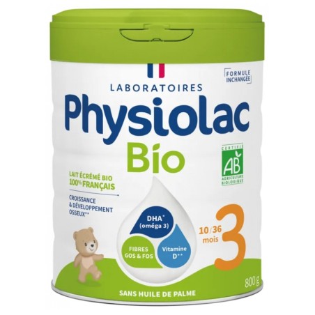 Physiolac BIO 3ème Âge – Lait de Croissance 12-36 Mois – 800g