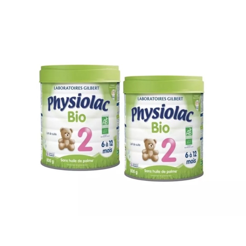 Physiolac Lait 2ème Âge Bio – Pack de 2 x 800g