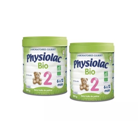 Physiolac Lait 2ème Âge Bio – Pack de 2 x 800g