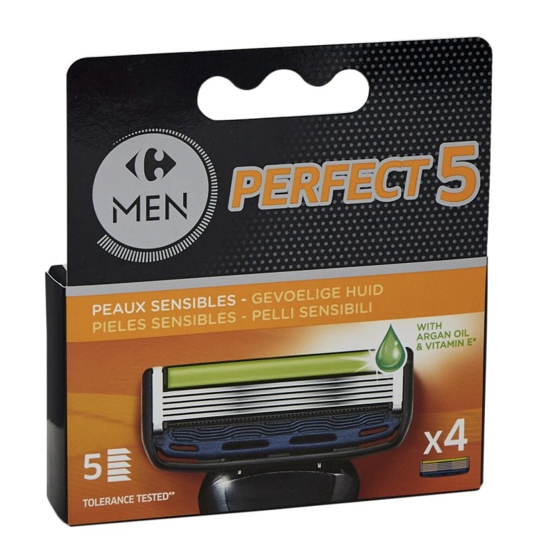 Recharges de lames de rasoir Perfect 5 Peaux Sensibles (x4)
