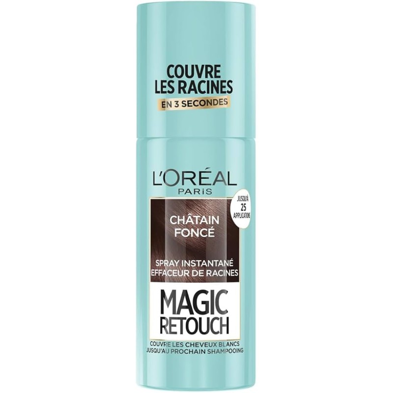 Spray Instantané Correcteur de Racines & Cheveux Blancs – L'Oréal Paris Magic Retouch – Châtain Foncé – 75 ml