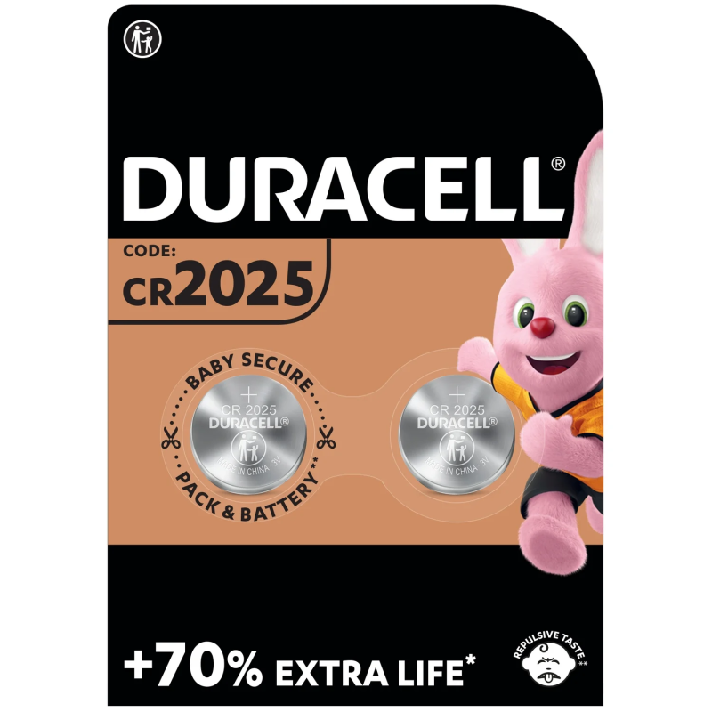 Piles Bouton Lithium CR2025 3V – Le Lot de 2 – DURACELL