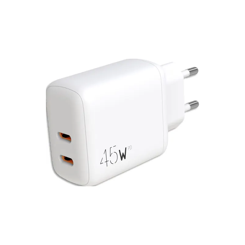APM Chargeur Secteur Dual USB-C PD 45W – Blanc