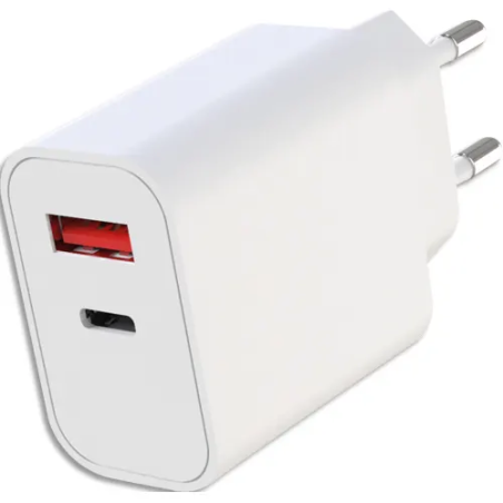 APM Chargeur Secteur Dual 1xUSB-C / 1xUSB-A 20W – Blanc