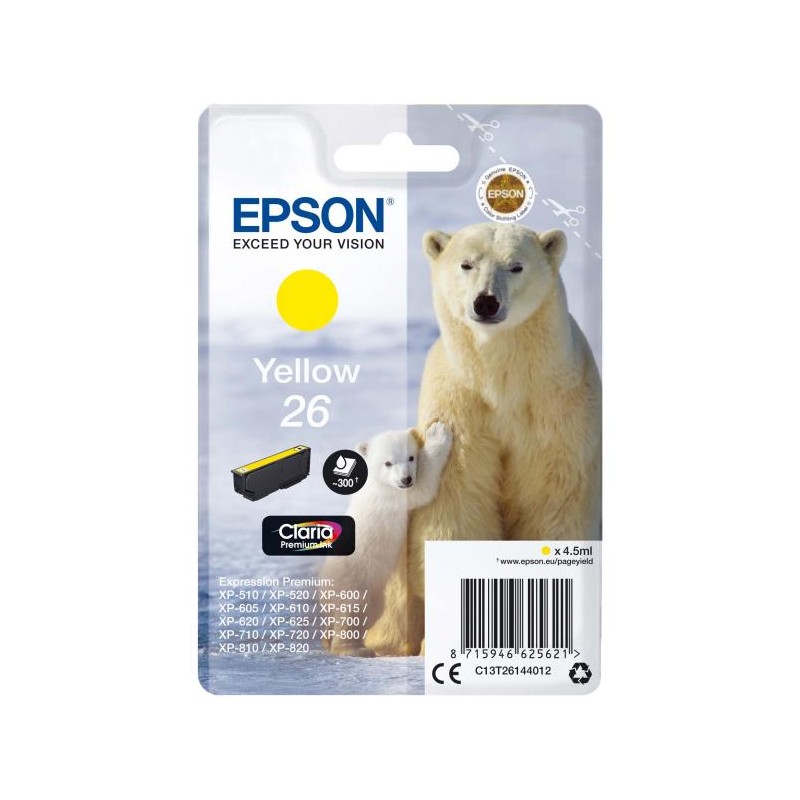 Cartouche d’encre jaune – Epson Ours Polaire 26