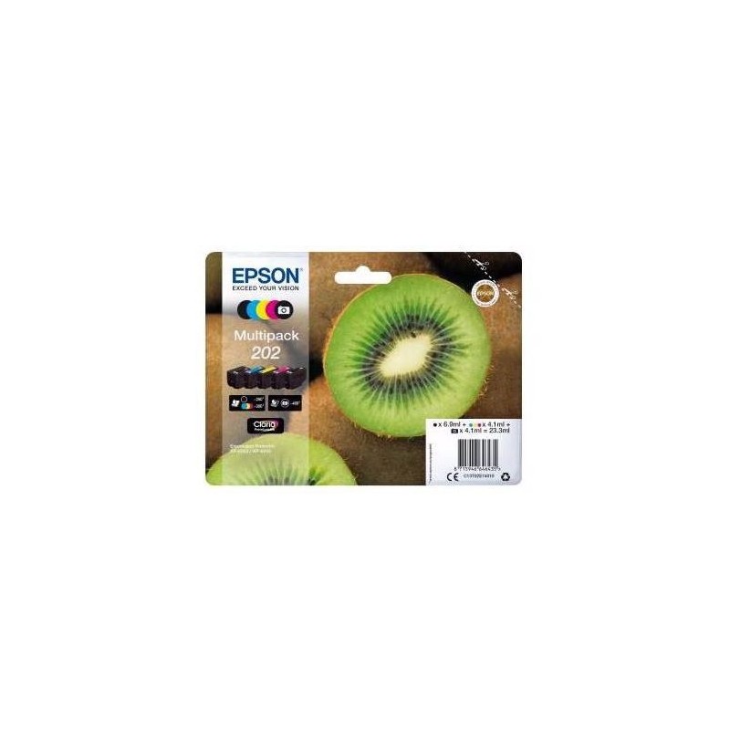 Pack de Cartouches d'encre Epson PACK Kiwi 202 Noir, Noir Photo, Cyan, Magenta et Jaune
