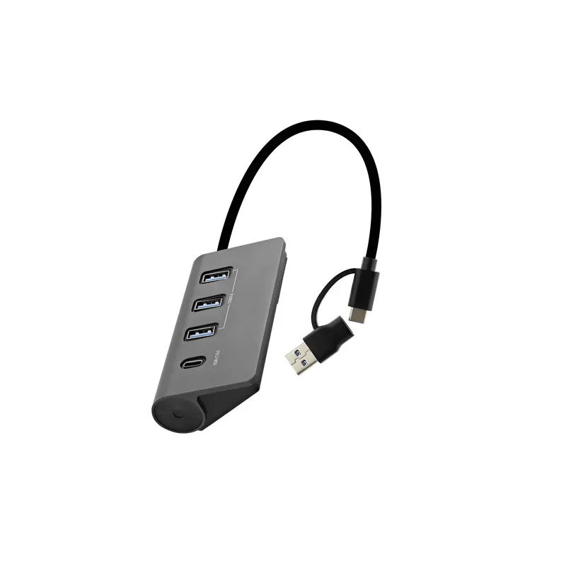TNB Hub 4 ports usb 3.0 auto-alimenté - usb-a et usb-c - gris