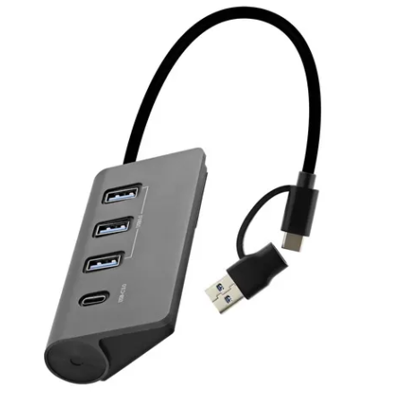 TNB Hub 4 ports usb 3.0 auto-alimenté - usb-a et usb-c - gris