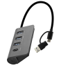 TNB Hub 4 ports usb 3.0 auto-alimenté - usb-a et usb-c - gris