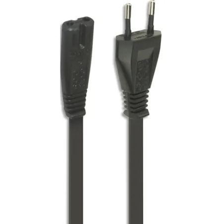 CORDON D'ALIMENTATION SECTEUR BIPOLAIRE CEE 7-16/IEC C7 MÂLE/FEMELLE NOIR 1,5M