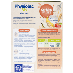 Physiolac Céréales Fruits bio 200g