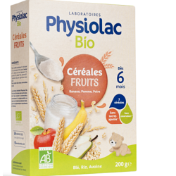 Physiolac Céréales Fruits bio 200g