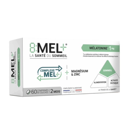 8MEL+ MÉLATONINE 1mg 2 Mois - 60 Comprimés